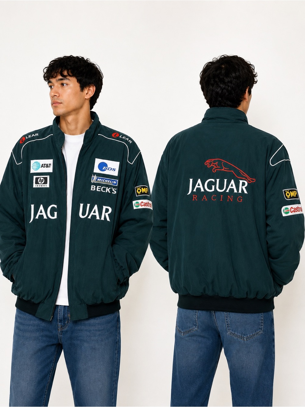 Vintage 90s Jaguar Racing F1 Jacket Bomber Full Zip Racing Formula 1 Size XL